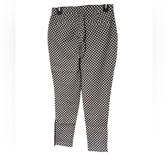 Betabrand Black and White Novelty Checkered Cat Print Ankle Zip Skinny Pants M - Picture 3 of 12